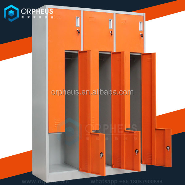 OR-CZA002 CKD Z Shape Gym Lockers Cabinet Colorful Doors Gymnasium Steel Locker Wardrobe Athletic L Style Steel Gym Locker