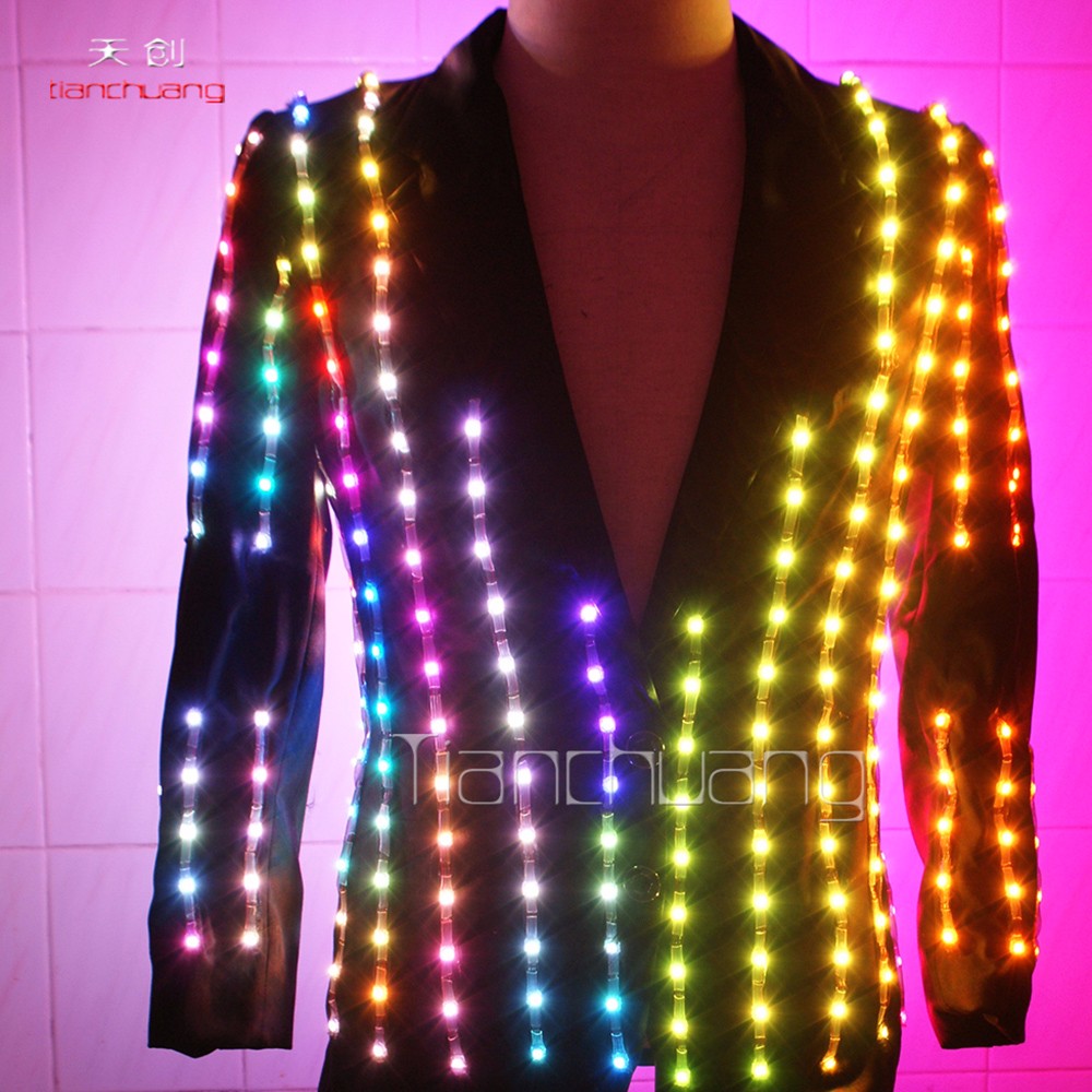 New Arrival Fashion Costume Men Light Up Jackets Glove Led Outfit