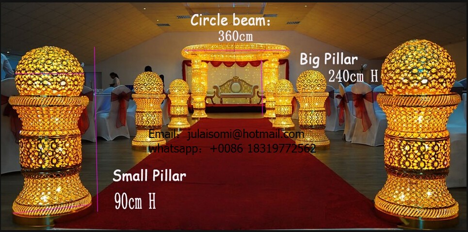 Attractive Royal Crown Wedding Mandap Pagoda Pillar With Crystal