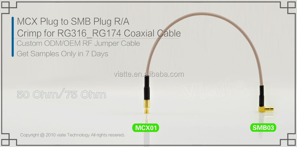 高品質rfコネクタ付ケーブルアセンブリへのmcx男性smbオスrg174ケーブル仕入れ・メーカー・工場
