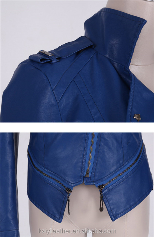 工場直接フランス2014年タイト婦人着脱ジャケット青問屋・仕入れ・卸・卸売り