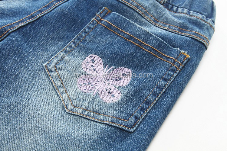 子供パンツ水色ジャンズボン刺繍デザイン仕入れ・メーカー・工場