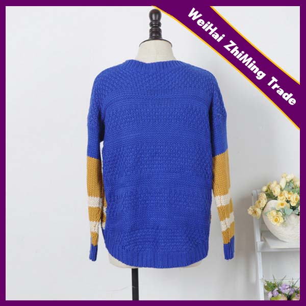 女性のファッションカシミヤルーズブルー色プルオーバーのセーターを編んだ問屋・仕入れ・卸・卸売り