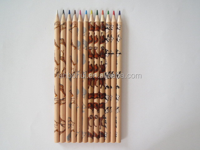 2014 hot selling 12 pcs animal design wooden color pencil packed in plastic bag問屋・仕入れ・卸・卸売り