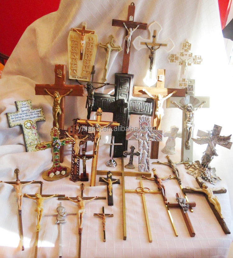 2015新しいスタイル、 宗教的なロザリオ12弟子亜鉛合金size32*20cmスタンディング十字架付き十字架仕入れ・メーカー・工場