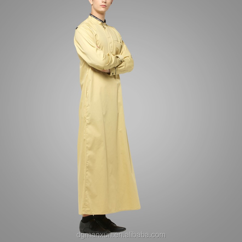 Mens Thobe Islamic Clothing with X Series Light Gold Men Abaya (4).jpg