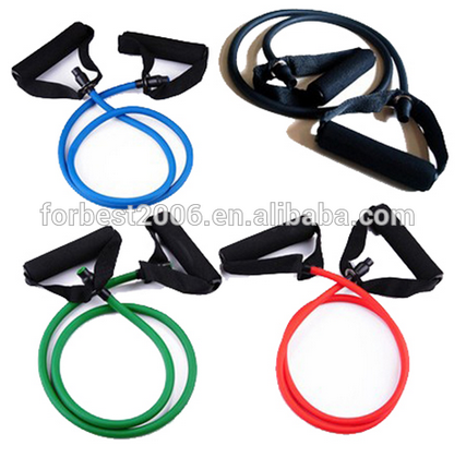 Natural Latex Resistance Exercise Band with Foam Handles For Yoga Sports