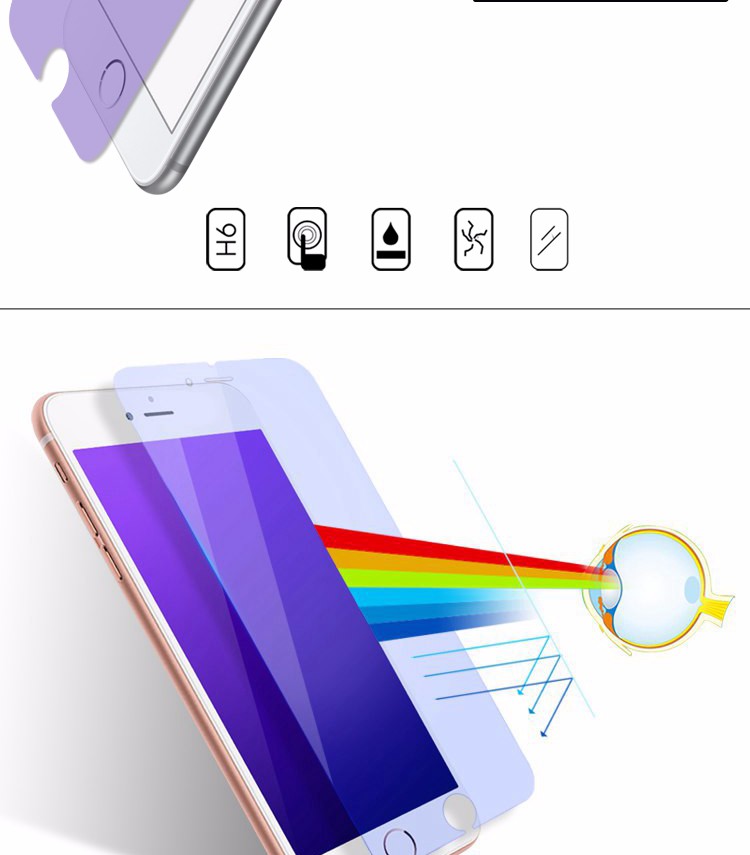 Anti Blue Light Mobile Phone Screen Guard Tempered Glass For Iphone 7