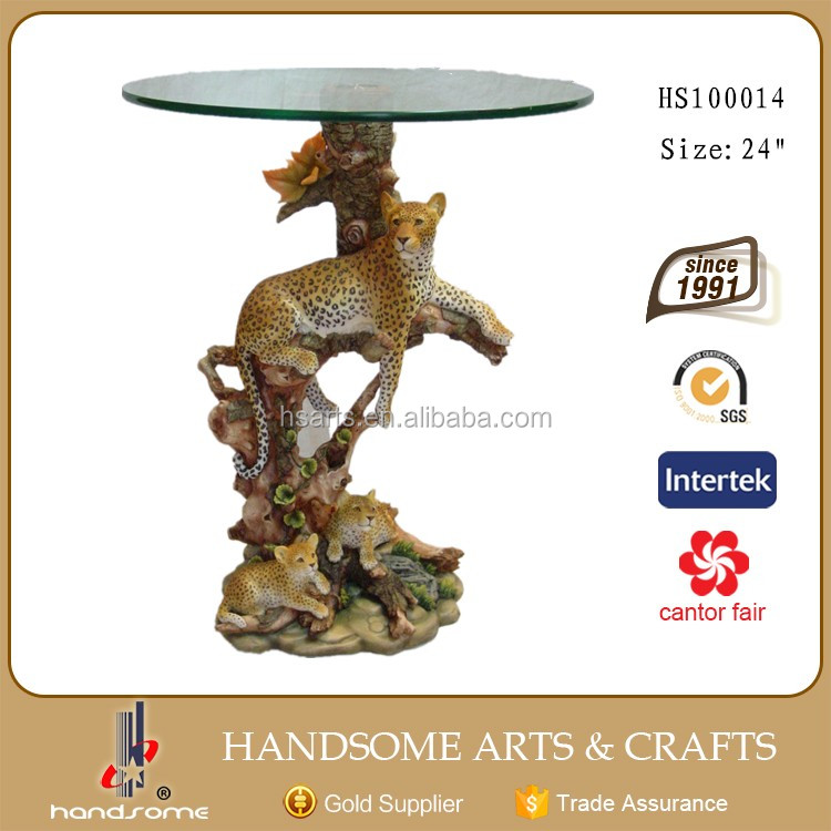 24 Inch Polyresin Home Decor Leopard Animal Glass Coffee Table Buy