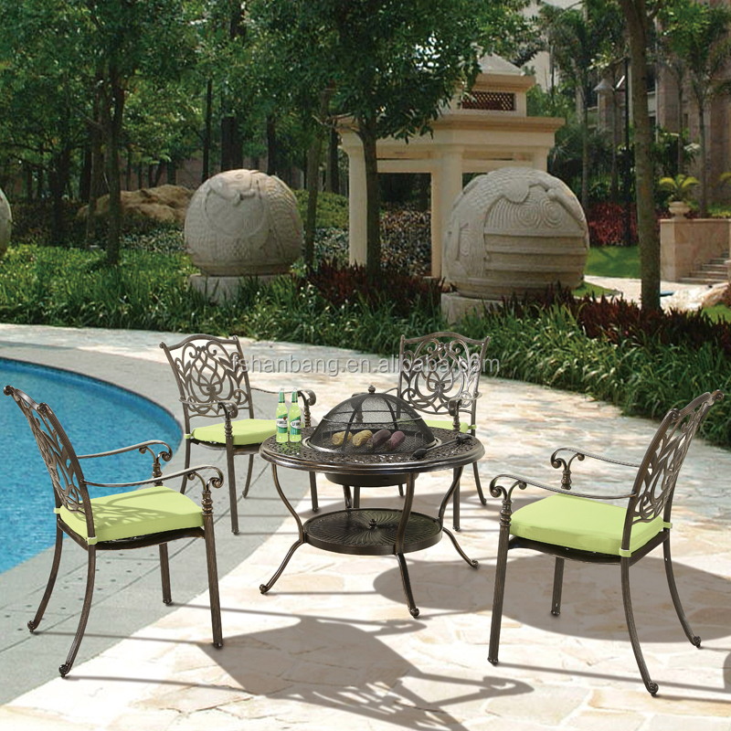 Outdoor Garden 4-person Cast Aluminum Patio Deep Seating Bbq Fire ... Outdoor Garden 4-person Cast Aluminum Patio Deep Seating Bbq Fire ...