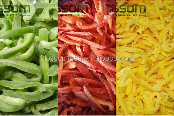 China frozen vegetables IQF red or green or yellow bell color pepper