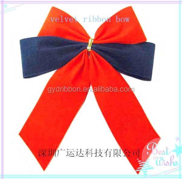 クリスマスツリーormamentた赤いベルベットのリボンの弓、 サテンの蝶ネクタイ仕入れ・メーカー・工場