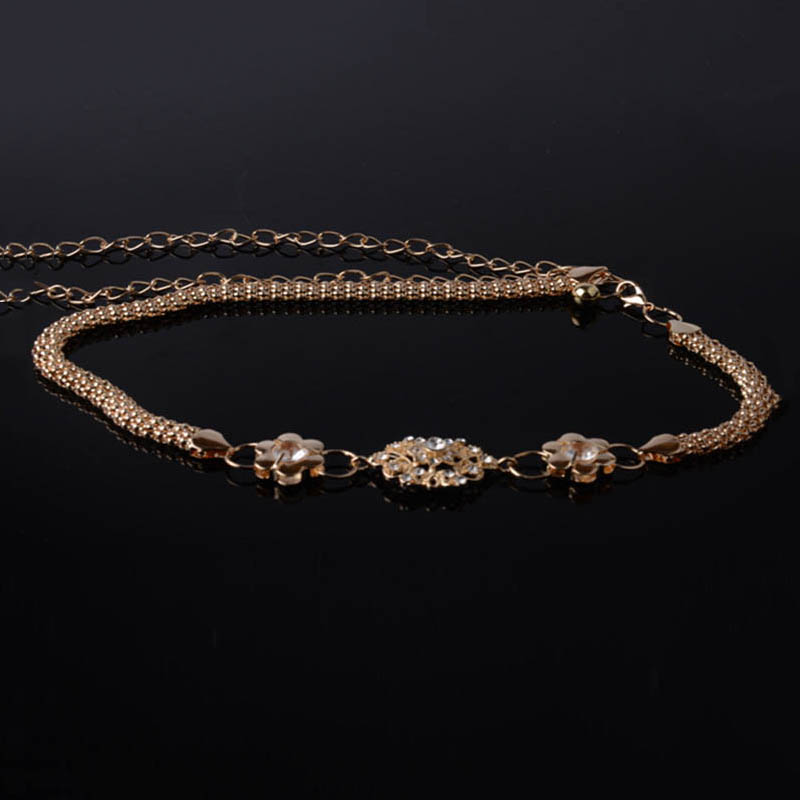 金メッキの花2015ファッションウエストチェーンベルトバックルレディースドレス仕入れ・メーカー・工場