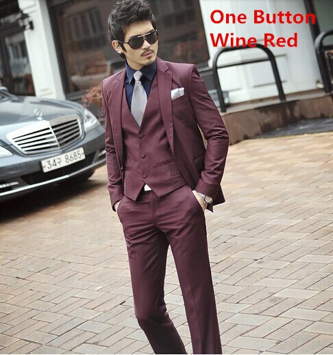one button wine red 2