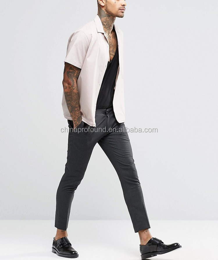 男性の半袖カジュアルドレススリムフィットシャツ空白100%コットンシャツ新2017仕入れ・メーカー・工場