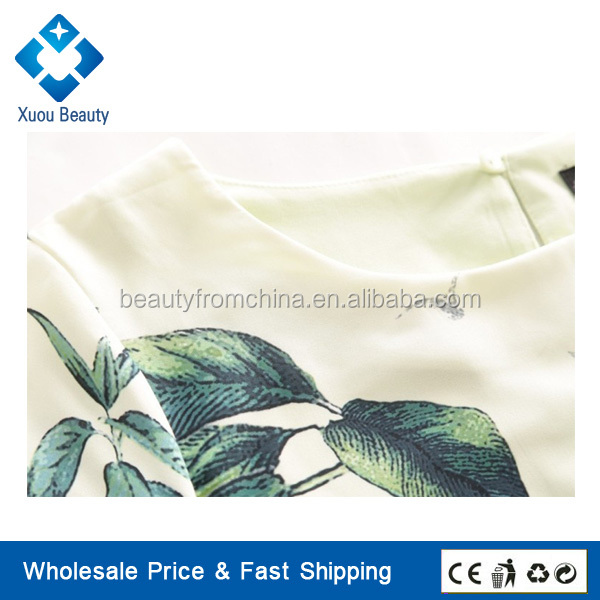 ファッションの女性が着用する鳥ビンテージ花の印刷されたo- ネックスリムドレス仕入れ・メーカー・工場