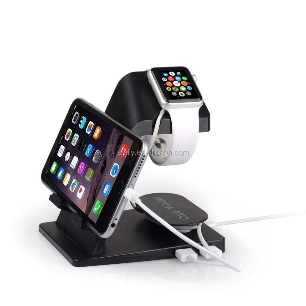 のための熱い販売の腕時計リンゴ2015充電スタンド、 ダブルusbと充電インターフェース、 2イン16立っハンガー用仕入れ・メーカー・工場