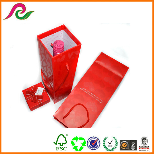 Recyclable Feature and Paper Material Christmas Red Wine Gift Box