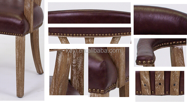 Brazo de madera antigua de cuero silla de comedor/silla ... Sillas de juego de comedor con brazo