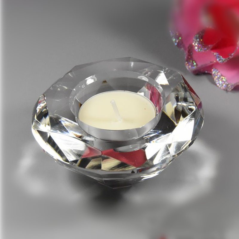 Tea Light Crystal Glass Clear Diamond Candle Holder Buy Crystal