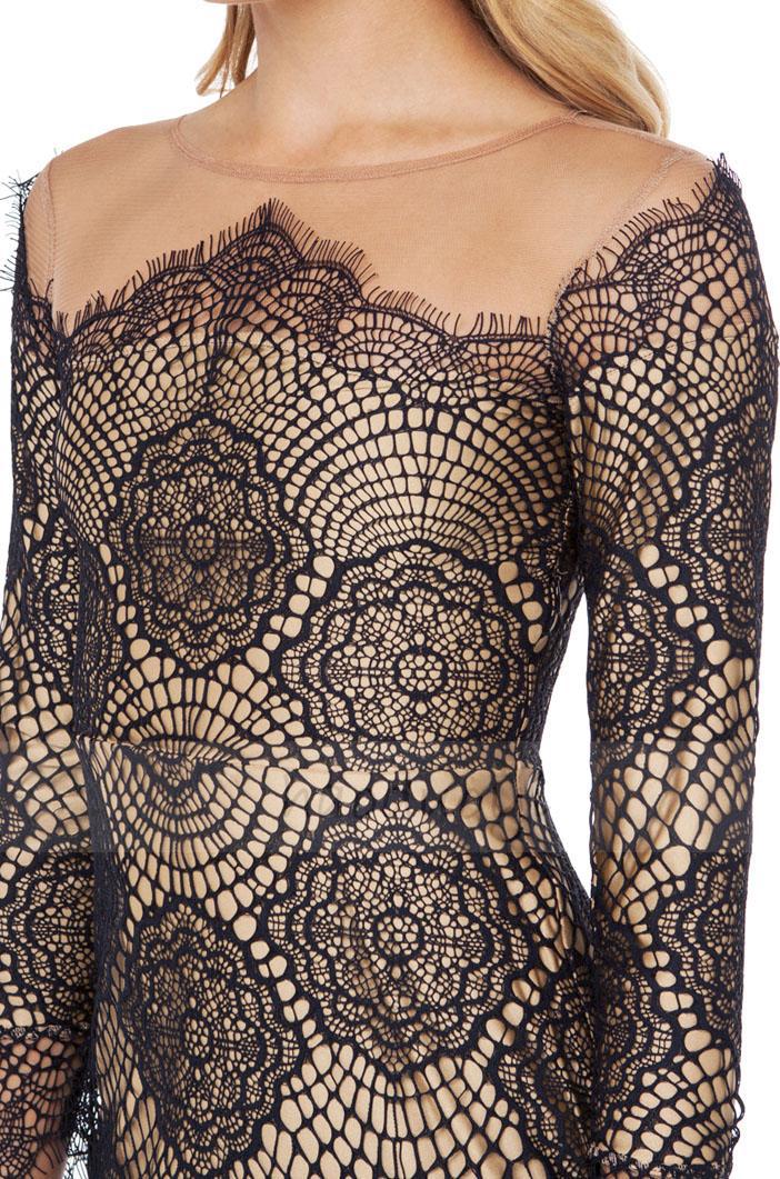 2015 New Women Fashion Fitness Mini Lace Patchwork Slash Neck Long Sleeve Women Dresses with Lining for Wholesale Haoduoyi
