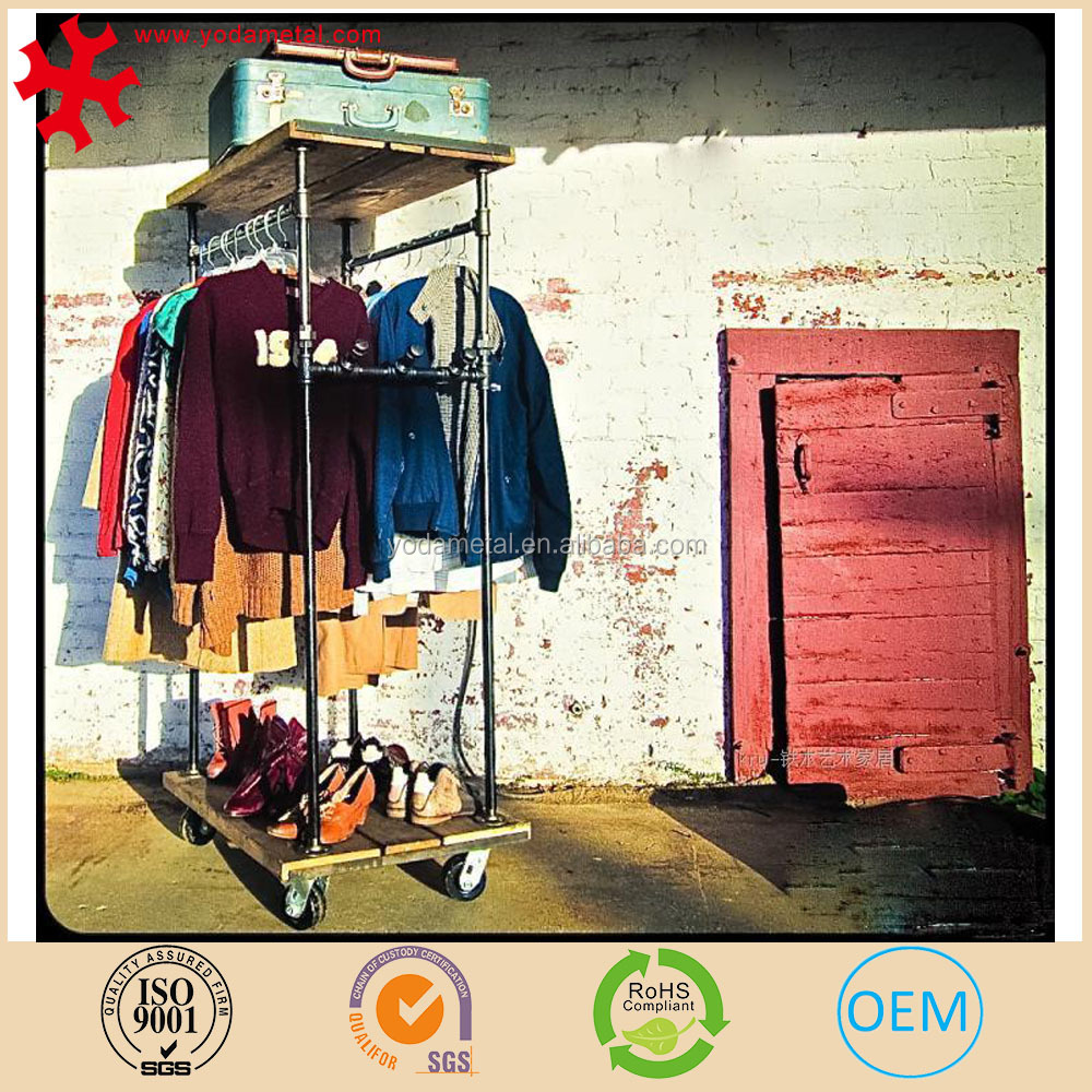 Boutique Clothing Display Rack Store With Wood And Metal Buy Metal