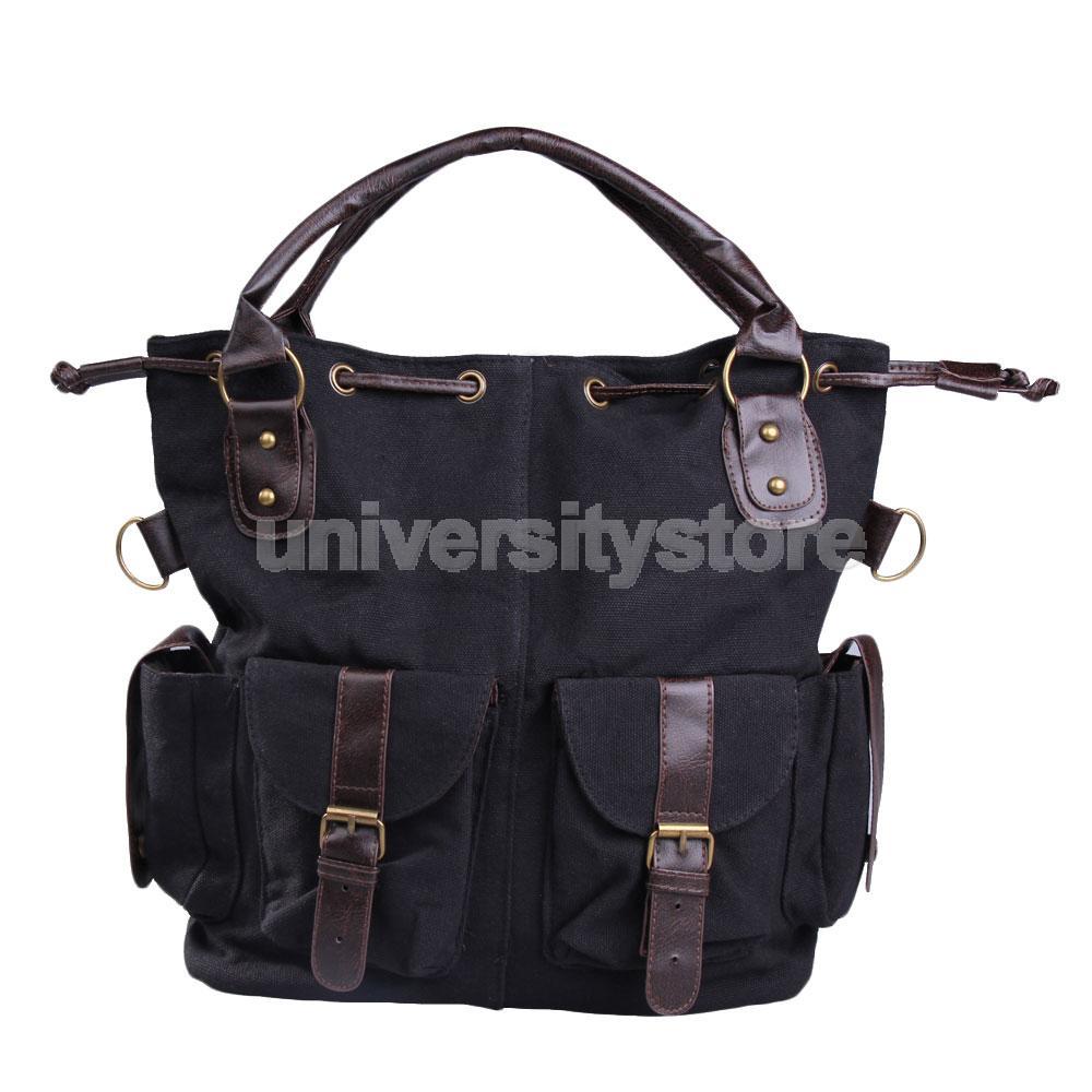 Korea Style Women Multi-pocket Canvas Cross Body Shoulder Bag Handbag