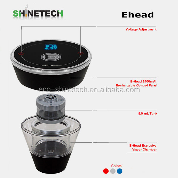 Square ehead!!!Touch screen e head hookah with 8ml tank fit for all kinds of ehookah with two colors