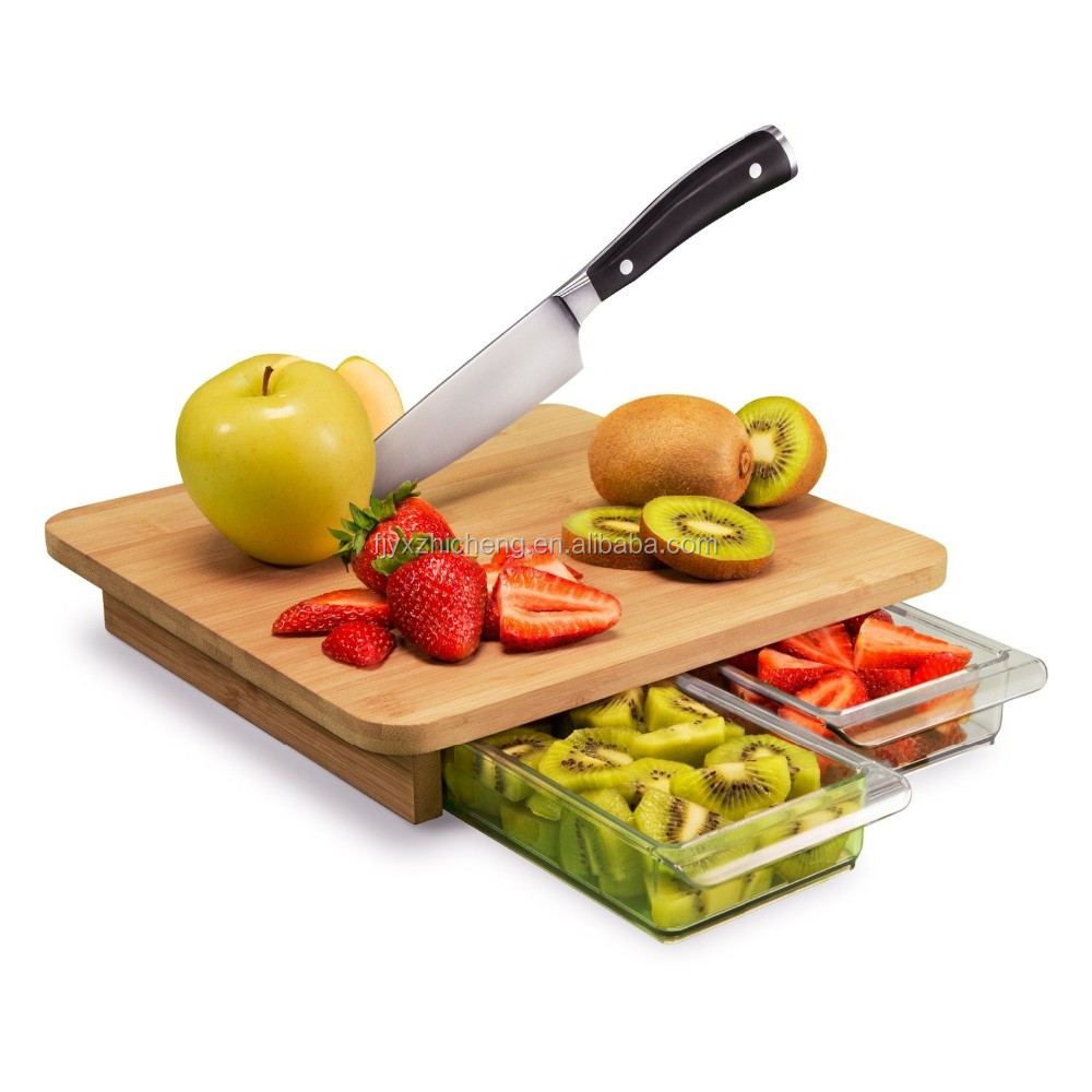 Wholesale Bamboo Chopping Board With 2 Meal Prep Containers Bamboo