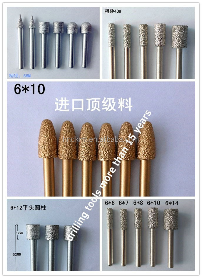 Vacuum Brazed Diamond Burrs Marble Stone Carving Power Tools Bits