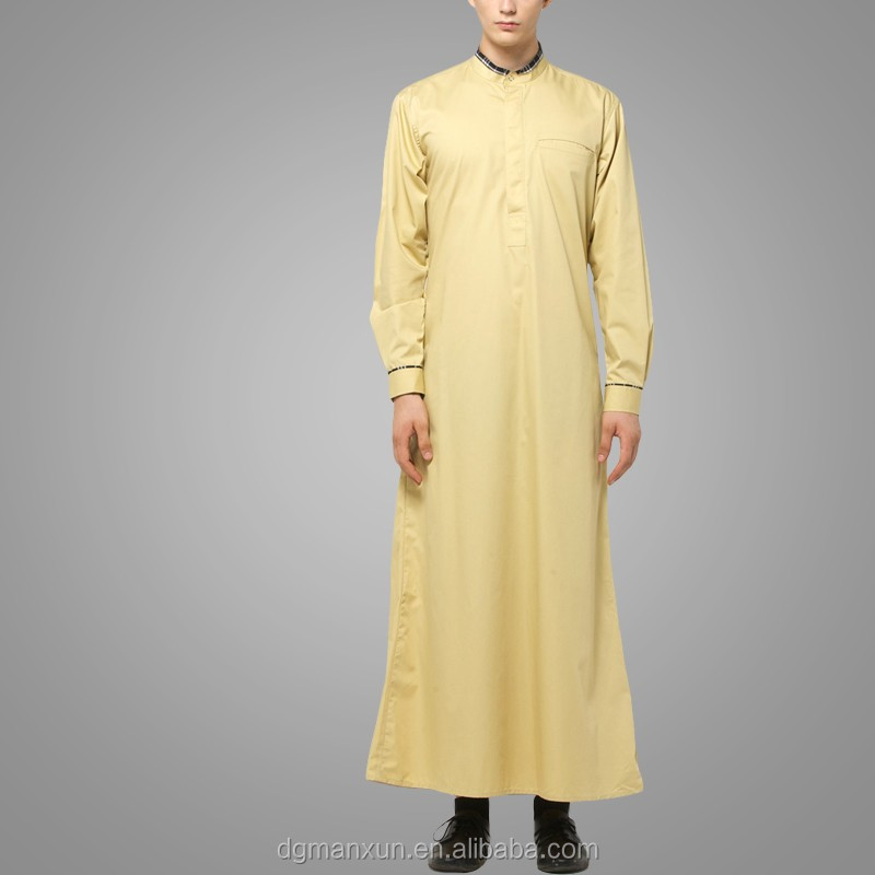 Mens Thobe Islamic Clothing with X Series Light Gold Men Abaya (3).jpg