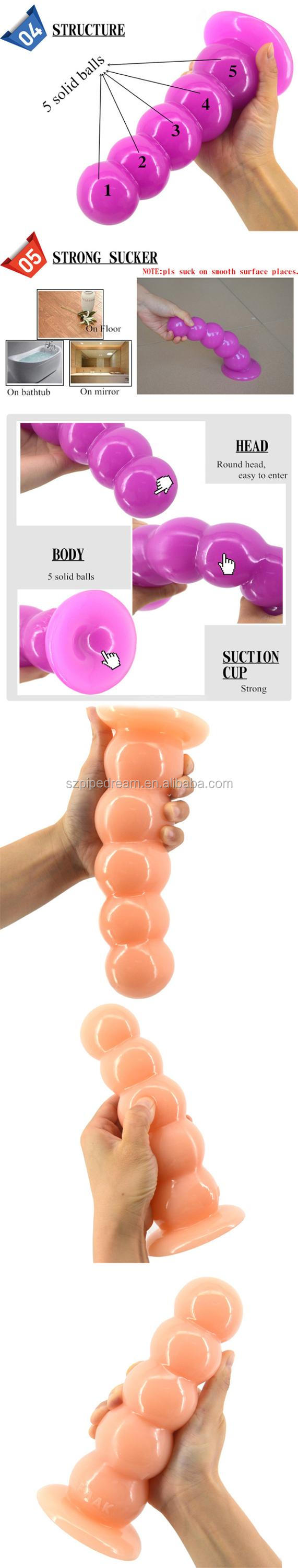 PVC Realistic Large Dildo 5 Solid Beads Ball Flexible Lifelike Penis with  Strong Suction Cup Expanding anus device| Alibaba.com