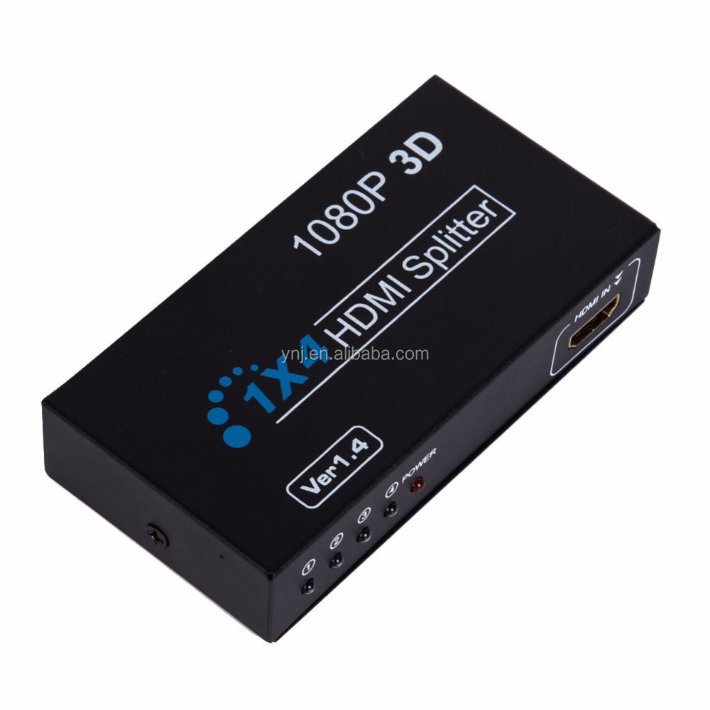 1インチ4アウトボックスハブリピータ3d 1080 pフルhd 1 × 4ポートhdmiスプリッタアンプ1.4ボルト仕入れ・メーカー・工場
