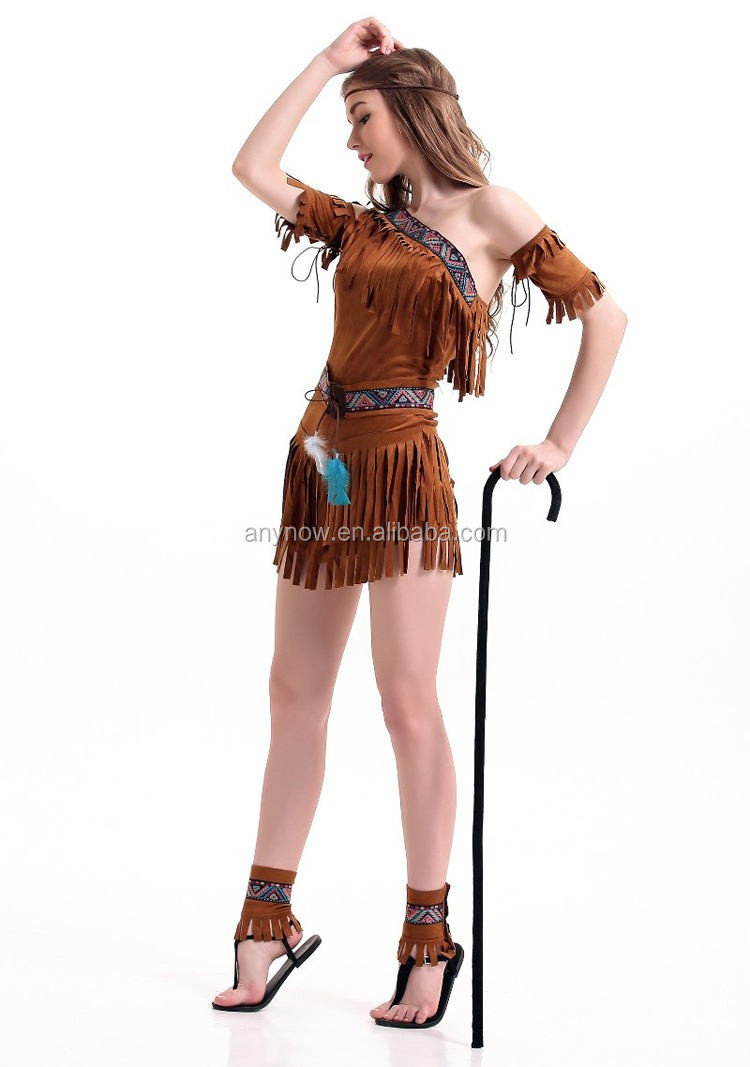ハロウィン女性のセクシーなタッセルサベージ森ハンターインディアン原住民コスプレ衣装仕入れ・メーカー・工場