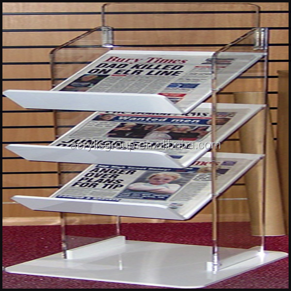 Clear Plexiglass 3 Tier Library Newspaper Stand Buy Clear Plexiglass 3 Tier Library Newspaper
