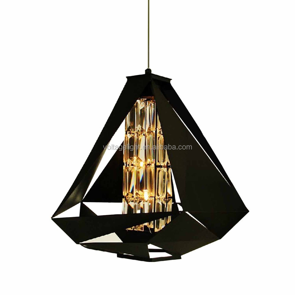 Decorazione diamante ciondolo luce forma in bianco nero ferro ... Lampade A decorazione Sospensione