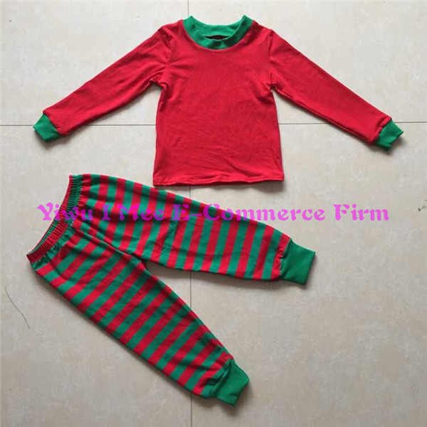 卸売綿100％クリスマスパジャマ子供トレンディな幼児の女の子の赤緑ストライプクリスマス衣装im-csl2192個セット仕入れ・メーカー・工場
