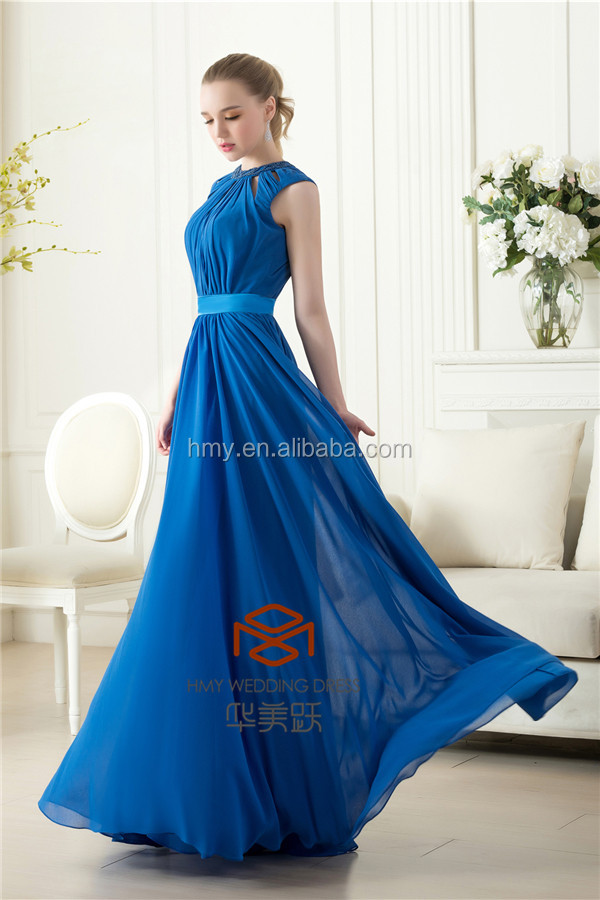 フォーマルイブニングドレスの女の子パーティードレスウエディングドレスhmy-ch001良質のデザイナーユニークなホルターホームカミングドレスロイヤルブルー仕入れ・メーカー・工場