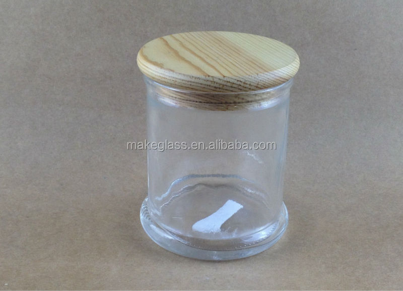木製のキャップガラスのキャンドルジャー350mlガラスのキャンドルホルダー問屋・仕入れ・卸・卸売り