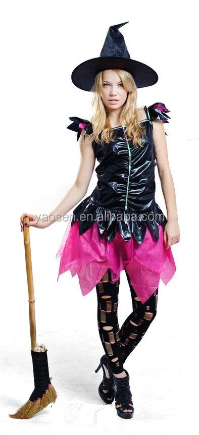 ハロウィンオレンジオーガンジー魔女ドレス衣装で魔女帽子仕入れ・メーカー・工場