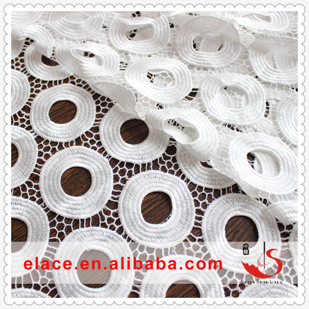 2015 guangzhou pure white chemical eyelet lace fabric elastic