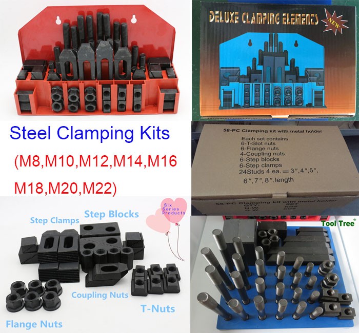 Milling Machine Clamping Set M10 M12 M14 58pcs Mill Clamp Kit Vice