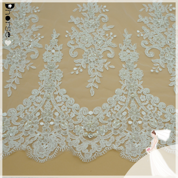 White/象牙ひも状のレース刺繍花柄メッシュ生地のためのスパンコールビーズで装飾され、 花嫁のウェディングドレス- dh- bf662仕入れ・メーカー・工場