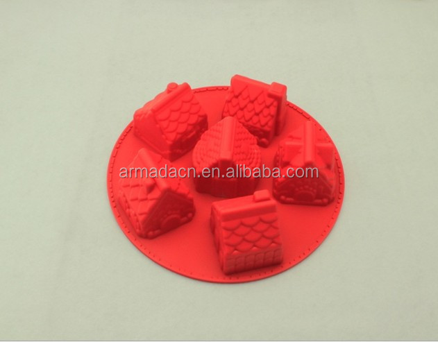 AI-I109 Multi-function eco-friendly house shaped silicone lace molds for cake decorating