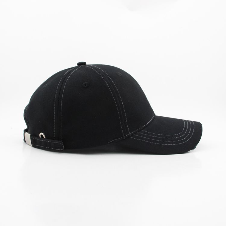 Designed Embroidery Baseball Caps Bulk Black Style Metal Buckle Cap