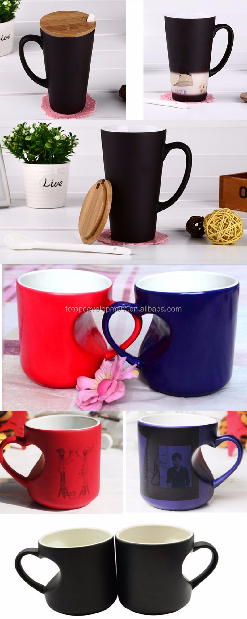 昇華色変更マグカップ、円錐平野白い磁器マグカップで印刷用sulimationコーヒーマグ仕入れ・メーカー・工場
