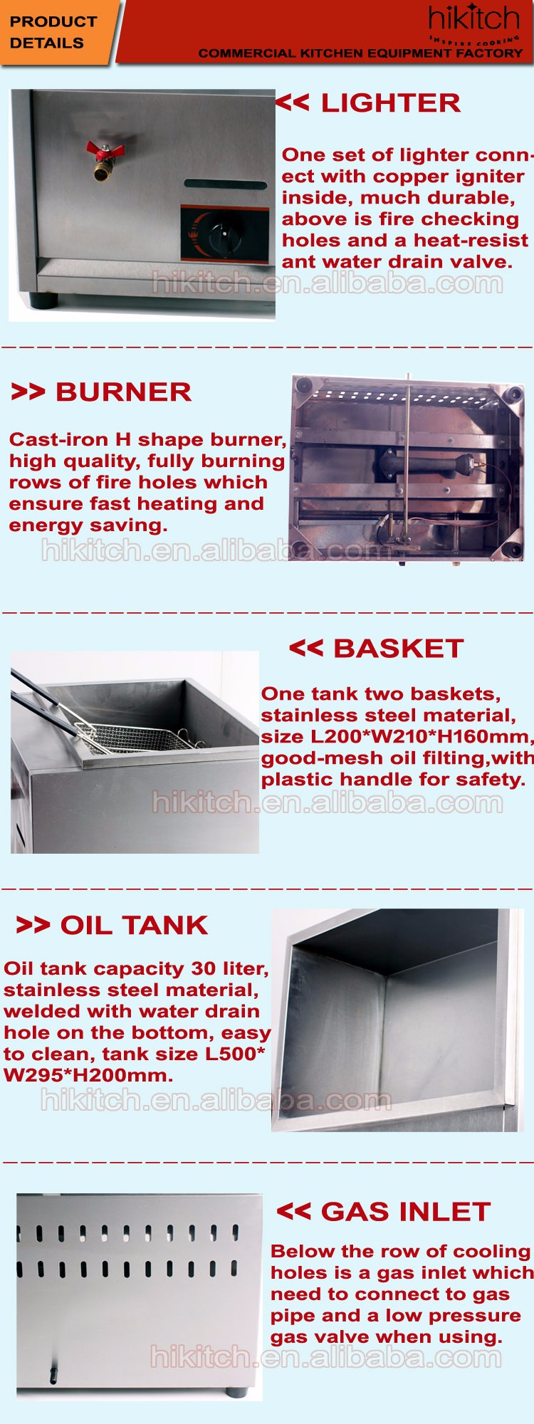 中国使用商業調理機器ガス深い脂肪フライヤー最高価格仕入れ・メーカー・工場