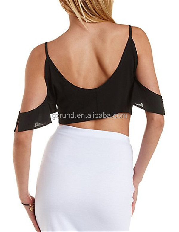 セクシーな黒人女性のオフショルダートップスクロップド、 卸売中国安い作物のトップス、 女性の衣服仕入れ・メーカー・工場