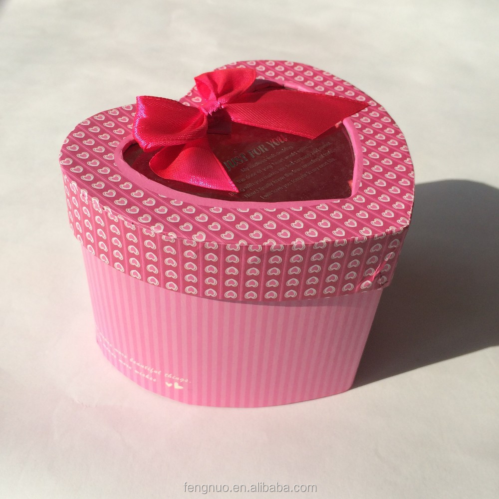 heart-shaped paper gift box with clear pvc window