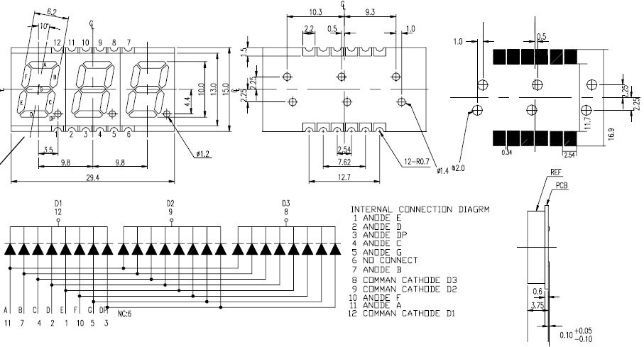 new design 0.39 0.56 inch 2 single 1 digit led smd 7-segment display led